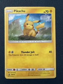 Pokemon Pikachu TCG Holo Blackstar Promo SM183 Moderately Played MP - Image 1