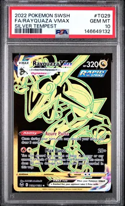 2022 POKEMON SWORD & SHIELD SILVER TEMPEST #TG29 FULL ART/RAYQUAZA VMAX PSA 10 - Image 1