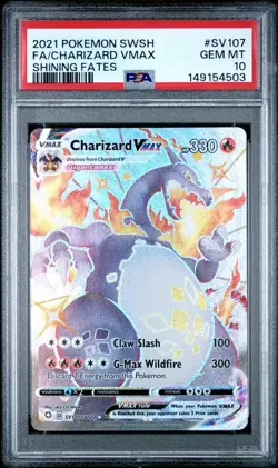 2021 Pokemon Sword & Shield Shining Fates CHARIZARD VMAX #SV107 PSA 10 Gem Mint - Image 1