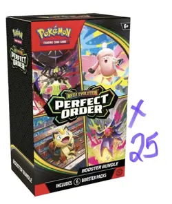 1 CASE OF 25 Pokemon Mega Evolution Perfect Order TCG: Booster Bundles SEALED - Image 5