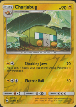 Pokemon Sun & Moon Base Set REVERSE HOLO CHARJABUG 51/149 NM - Image 1