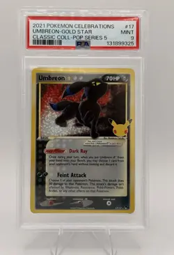 Pokemon Umbreon Star 17/17 Celebrations Gold Star Holo PSA 9 2021 - Image 1