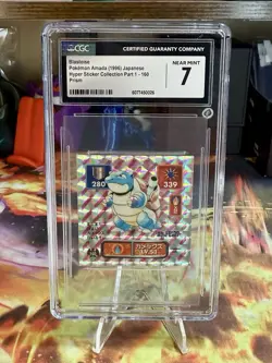 1996 Pokemon Amada Hyper Sticker Blastoise CGC 7 Japan #160 Prism - Image 1