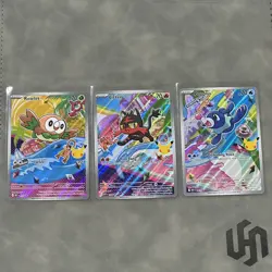 Pokemon First Partner Illustration Gen 7 Alola: Rowlet, Litten, Popplio NM+ - Image 1