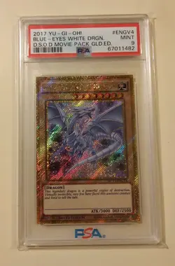 Blue-Eyes White Dragon 2017 Yu-Gi-Oh! #ENGV4 NM-MT DSOD Movie Pack Gld Ed PSA 9 - Image 1