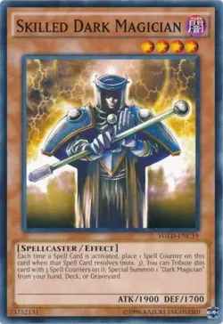 Skilled Dark Magician - YGLD-ENC19 - Common - Unlimited Edition - Heavily Played - Image 1