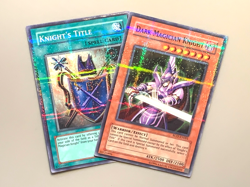 yugioh Dark Magician Knight & knights title ROD-EN001 & ROD-EN002 Super L Played - Image 1