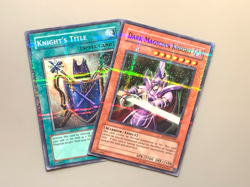 yugioh Dark Magician Knight & knights title ROD-EN001 & ROD-EN002 Super L Played - Image 2