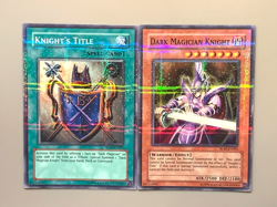 yugioh Dark Magician Knight & knights title ROD-EN001 & ROD-EN002 Super L Played - Image 3
