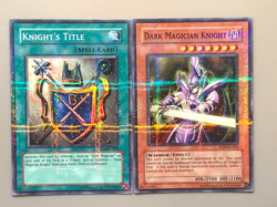 yugioh Dark Magician Knight & knights title ROD-EN001 & ROD-EN002 Super L Played - Image 4
