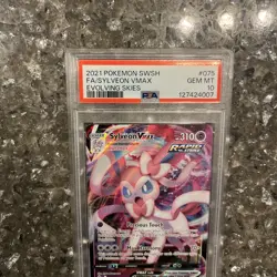 2021 Pokemon Swsh Fa/ Sylveon VMax Evolving Skies PSA 10 075/203 Rapid Strike!!! - Image 2