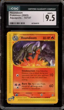 Pokemon Houndoom Aquapolis NON Holo Rare #14 CGC 9.5 - Image 1