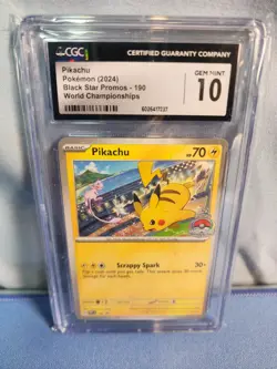 2024 Pokemon Pikachu 190 World Championship Black Star Promo CGC 10 Rare - Image 1