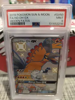 Pokemon TCG Ho-Oh GX SV50/SV94 Hidden Fates Shiny Vault Full Art Holo PSA 9 - Image 1