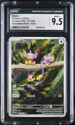 Aipom Pokemon (2023) Paradox Rift - 211/182 Sv04: Illustration Rare - Holo - Image 1
