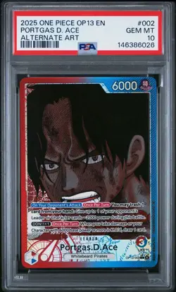 2025 One Piece Portgas D. Ace Leader Alt Art #OP13-002 PSA 10 GEM MINT English - Image 1