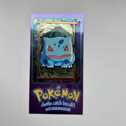 1999 Pokemon Topps trading card Bulbasaur #01 oversized tin topper 3/5 Blue Logo - Image 1