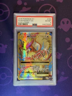 Pokemon Mega-Pidgeot-EX Evolutions Holo Full Art Ultra Rare Card 105/108 PSA 6 - Image 1