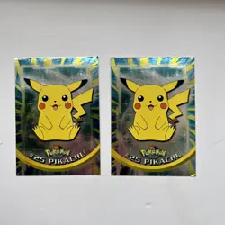 2 PIKACHU Oversized Pokemon TOPPS Cards #25 Black Logo Foil Holo Rare - Image 1