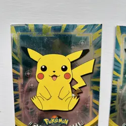 2 PIKACHU Oversized Pokemon TOPPS Cards #25 Black Logo Foil Holo Rare - Image 3