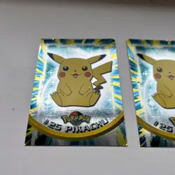 2 PIKACHU Oversized Pokemon TOPPS Cards #25 Black Logo Foil Holo Rare - Image 5
