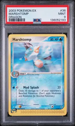 2003 POKEMON EX DRAGON #36 MARSHTOMP PSA 9 - Image 1