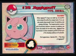 1999 Topps Pokemon TV Animation Edition Jigglypuff #39 Red Topps Logo - Image 2