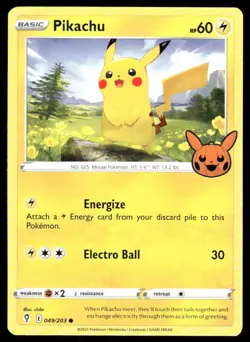 Pikachu 049/203 Promo Trick or Trade BOOster Pokemon Near Mint - Image 1