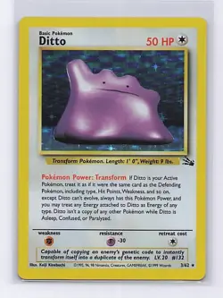 Ditto 3/62 Holo Rare Fossil Pokemon Unlimited Holo Heavily Played - Image 1