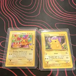 Pokemon Pikachu Birthday Pikachu & Base Set Card Lot Holo Regular 2 Cards - Image 1