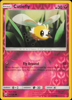 Pokemon - Cutiefly #92/149 - SM Base Set Reverse Holo - Image 1