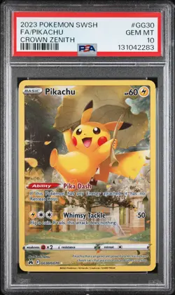 2023 POKEMON SWORD & SHIELD CROWN ZENITH #GG30 FULL ART/PIKACHU PSA 10 - Image 1
