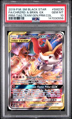 2019 POKEMON SM BLACK STAR PROMO #SM230 FULL ART/CHARIZARD & BRAIXEN GX PSA 10 - Image 1
