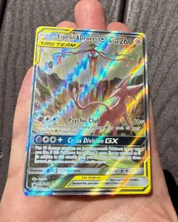 Pokemon Espeon & Deoxys GX SM240 Black Star Promo Full Art Holo Card - Image 2