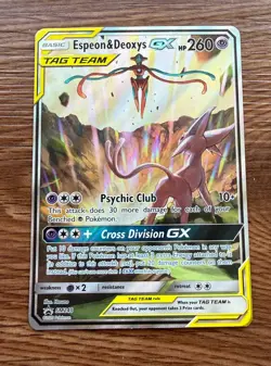 Pokemon Espeon & Deoxys GX SM240 Black Star Promo Full Art Holo Card - Image 3