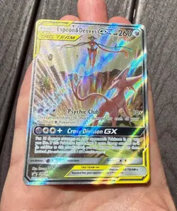 Pokemon Espeon & Deoxys GX SM240 Black Star Promo Full Art Holo Card - Image 4