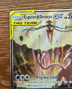 Pokemon Espeon & Deoxys GX SM240 Black Star Promo Full Art Holo Card - Image 5