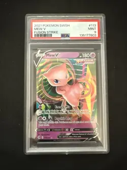 PSA 9 Pokemon SWSH Fusion Strike Mew v #113/264 2021 PSA 9 - Image 1