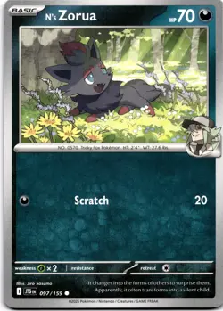 N's Zorua Common SV09: Journey Together 097/159 NM Pokemon - Image 1