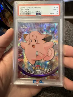 2000 Topps Chrome Pokemon #35 Clefairy TV Animation Edition Tenko PSA 9 - Image 1