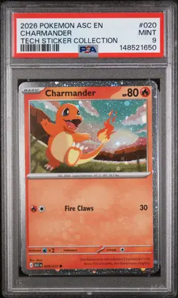 2026 POKEMON ASCENDED HEROES TECH STICKER COLLECTION #020 CHARMANDER PSA 9 - Image 1