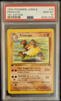 PSA 10 - 1999 Pokemon Jungle 1st Edition Primeape #43/64 - GEM MINT! - Image 1