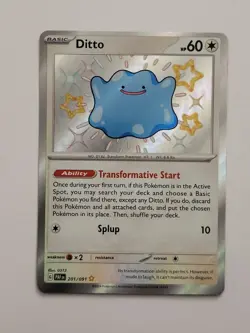Ditto 201/091 Shiny Rare Holo Pokemon Paldean Fates - Image 1