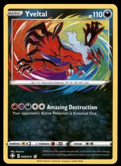 Yveltal 046/072 Amazing Rare Shining Fates Pokemon Holo Near Mint - Image 1