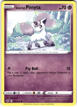 Galarian Ponyta Common SWSH01: Sword & Shield Base Set 081/202 NM Pokemon - Image 1