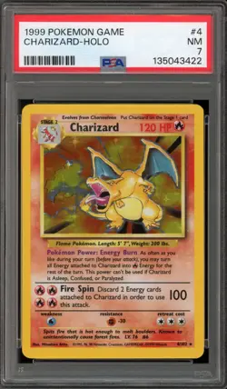Pokemon Charizard Base Set Unlimited Holo Rare #4 PSA 7 - Image 1