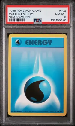1999 POKEMON GAME SHADOWLESS #102 WATER ENERGY PSA 8 - Image 1