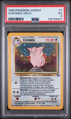 1999 POKEMON JUNGLE #1 CLEFABLE-HOLO PSA 5 - Image 1
