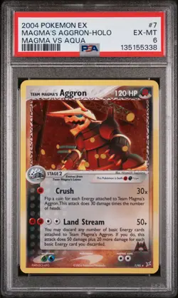 2004 POKEMON EX TEAM MAGMA VS TEAM AQUA #7 TEAM MAGMA'S AGGRON-HOLO PSA 6 - Image 1