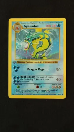 Pokemon TCG Gyarados Base Set Shadowless 1st Edition Holo Rare 6/102 1999 WOTC - Image 1